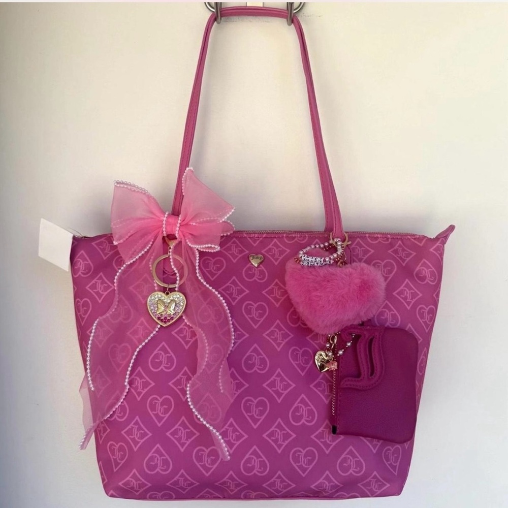 NEW Juicy Couture Pink Tote with Charm Accents